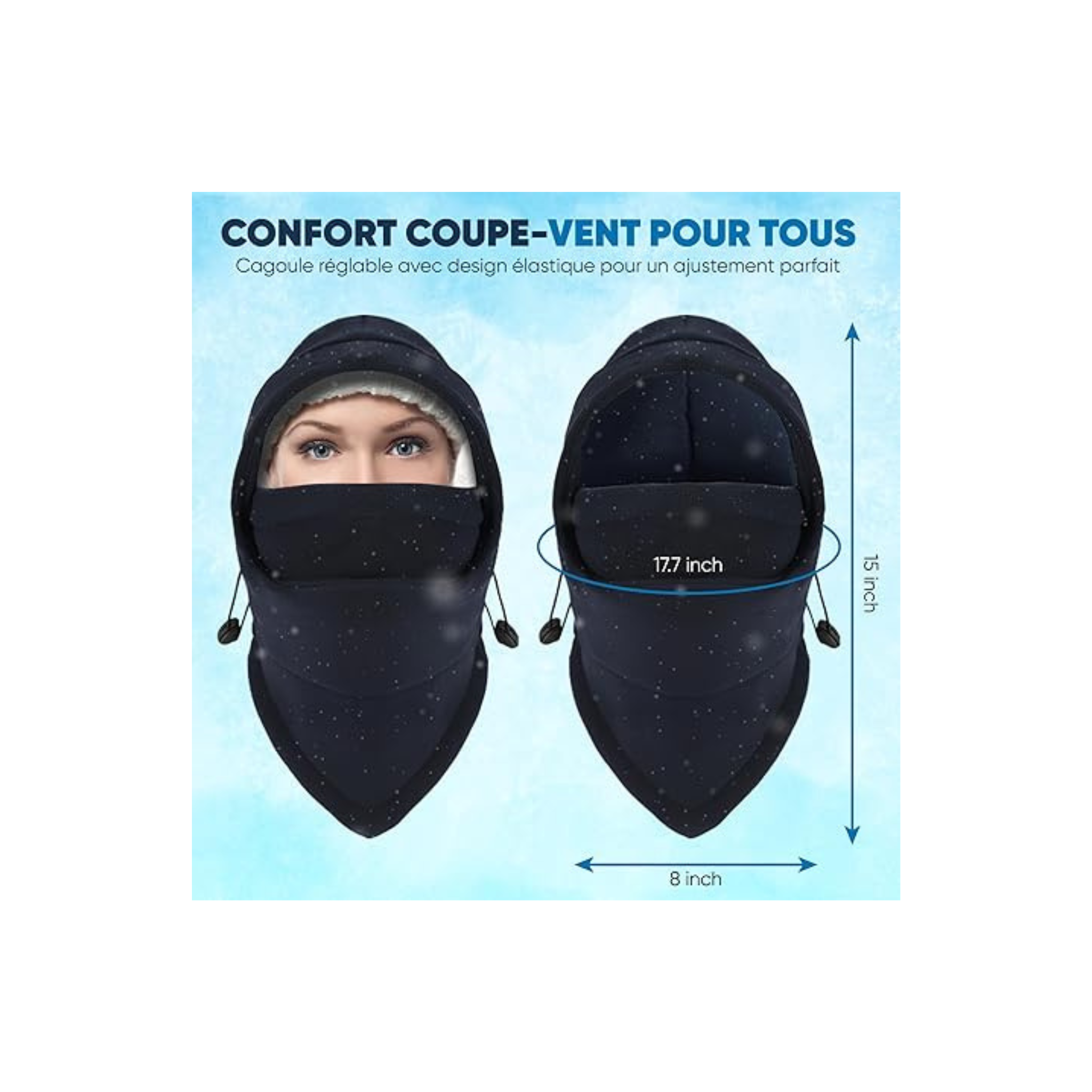 Cagoule Polaire 100% Thermique, Ultra-Confortable et Coupe-Vent – Protection Multifonction Cache-Cou Idéale pour l’Hiver, Le Quotidien, Le Ski, la Moto, Le Vélo et Plus