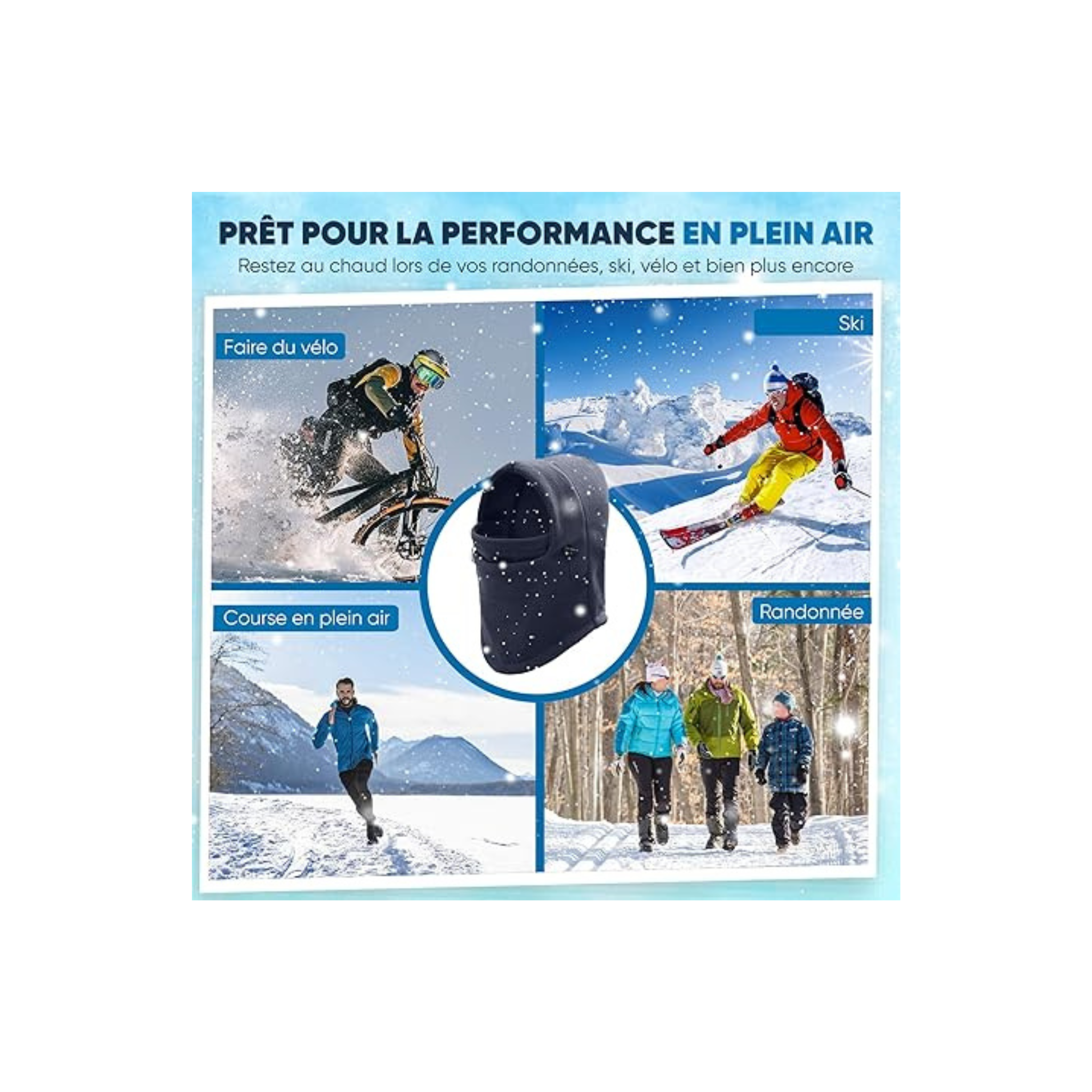 Cagoule Polaire 100% Thermique, Ultra-Confortable et Coupe-Vent – Protection Multifonction Cache-Cou Idéale pour l’Hiver, Le Quotidien, Le Ski, la Moto, Le Vélo et Plus